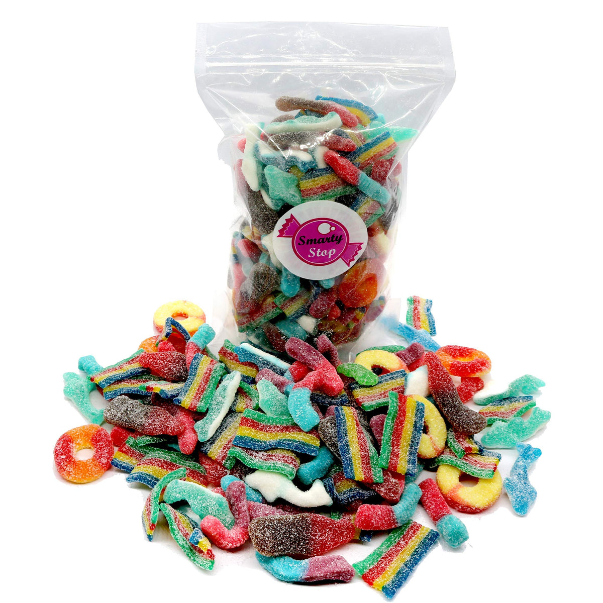 Smarty Stop sour mix gummies assortment highlights variety of fruit flavors for every taste.