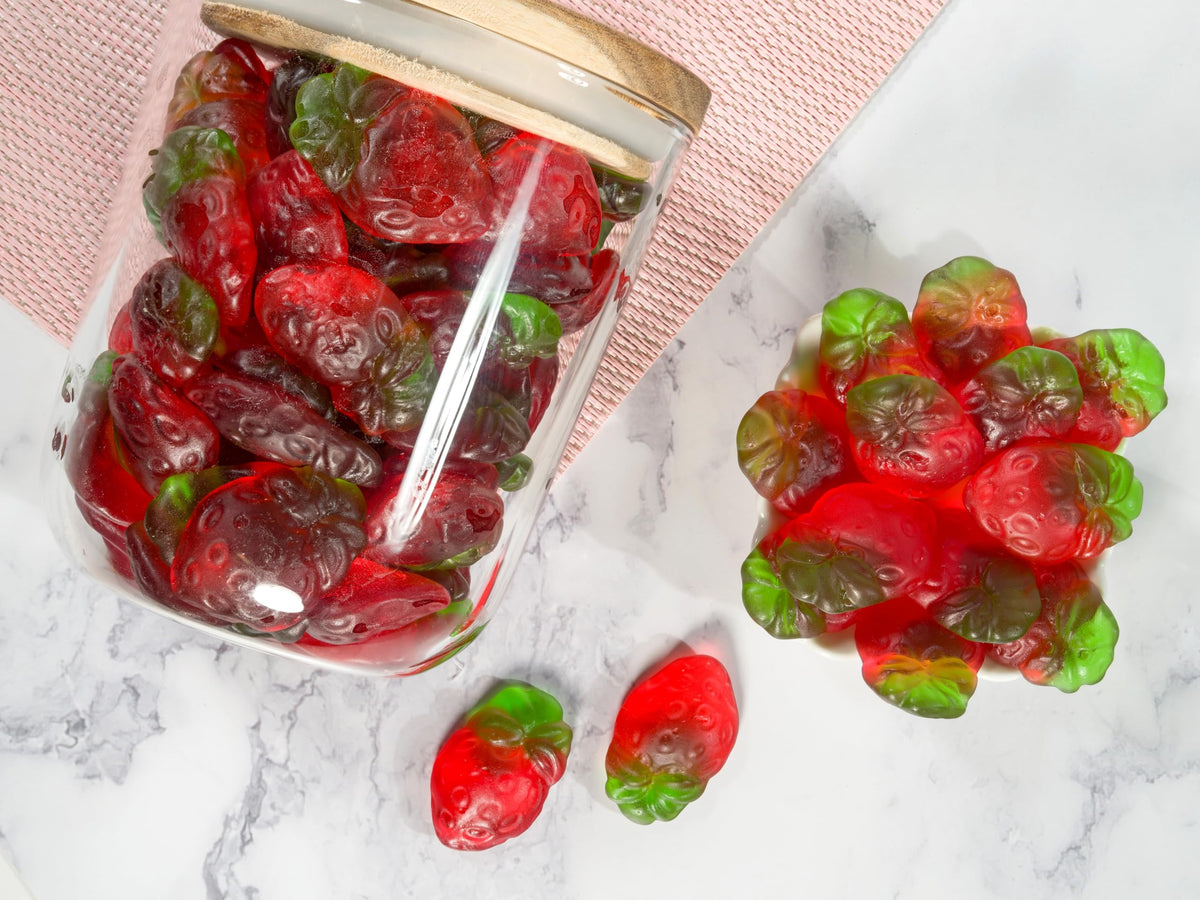 Smarty Stop Strawberry Gummies party-ready display encourages sharing at gatherings and celebrations.