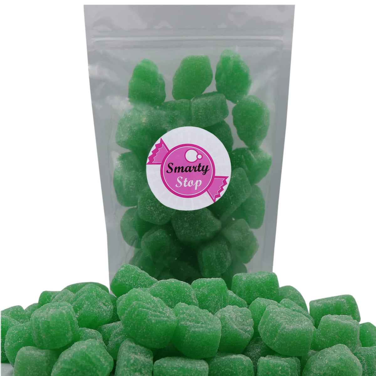 Smarty Stop candy bowl setup inviting guests to enjoy a minty treat.