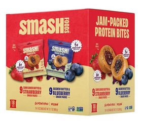 Smash Foods Snack Bites 18-count variety pack offers gluten-free vegan snacking.