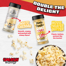 Smash Seasonings bowl of popcorn with seasoning, perfect for parties.