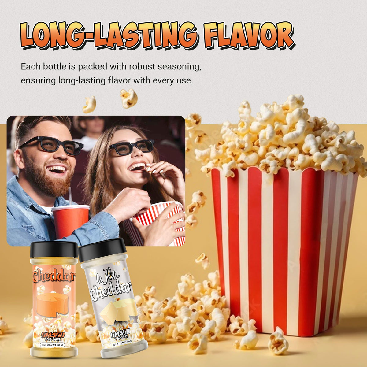 Smash Seasonings cheddar shaker stored in pantry for quick flavor boosts