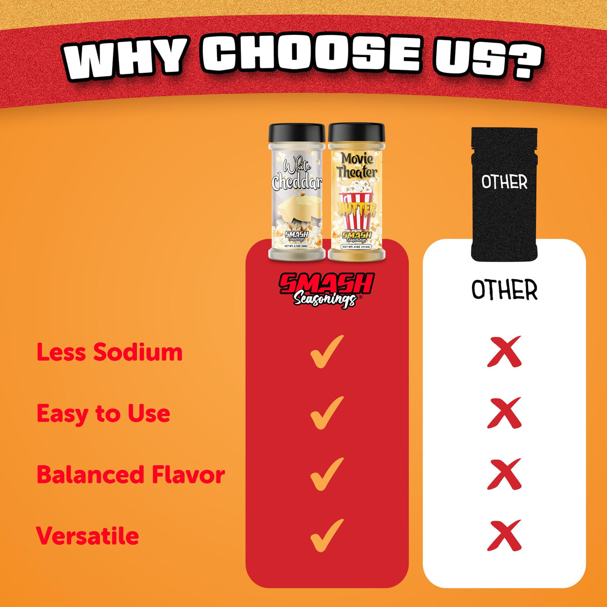 Smash Seasonings popcorn coated with flavor, perfect for snack time.