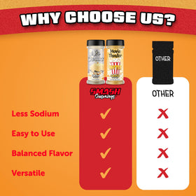 Smash Seasonings popcorn coated with flavor, perfect for snack time.