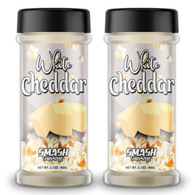 Smash Seasonings White Cheddar Powder two-pack bottles for convenient, bold cheese flavor on snacks.