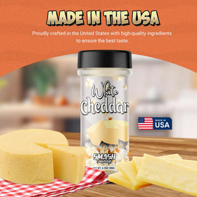 Smash Seasonings White Cheddar Powder sprinkled on popcorn delivers tangy sharp cheddar.