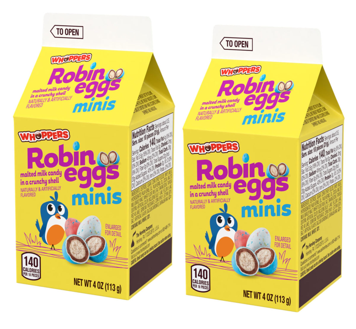 Smiling Sweets Mini Robin Eggs in 2-pack cartons for Easter gifting and sharing.
