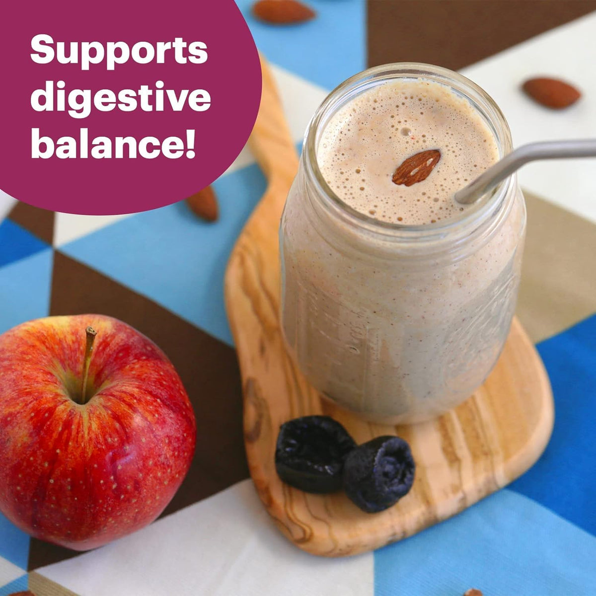 Smiling Sweets Sunsweet Amazin Prune Juice label close-up highlighting minerals and fiber
