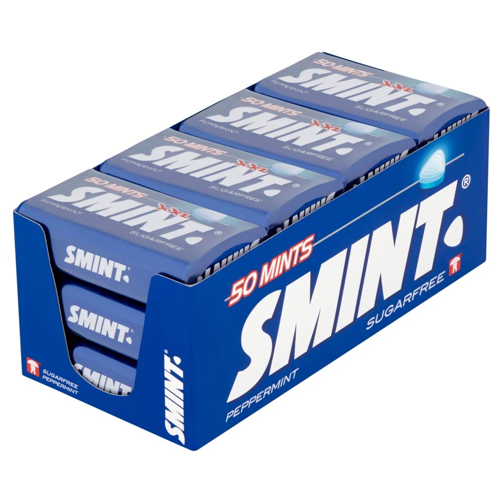 Smint Mints Peppermint in a metal can front for on-the-go freshness