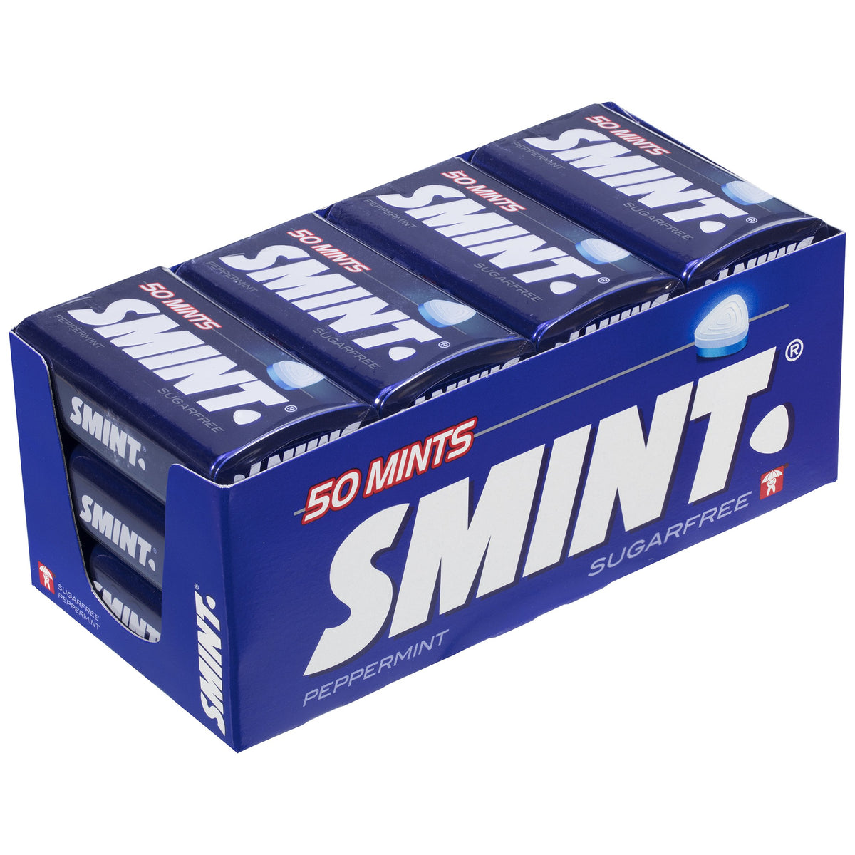 Smint Mints Peppermint can top open for easy access during travel