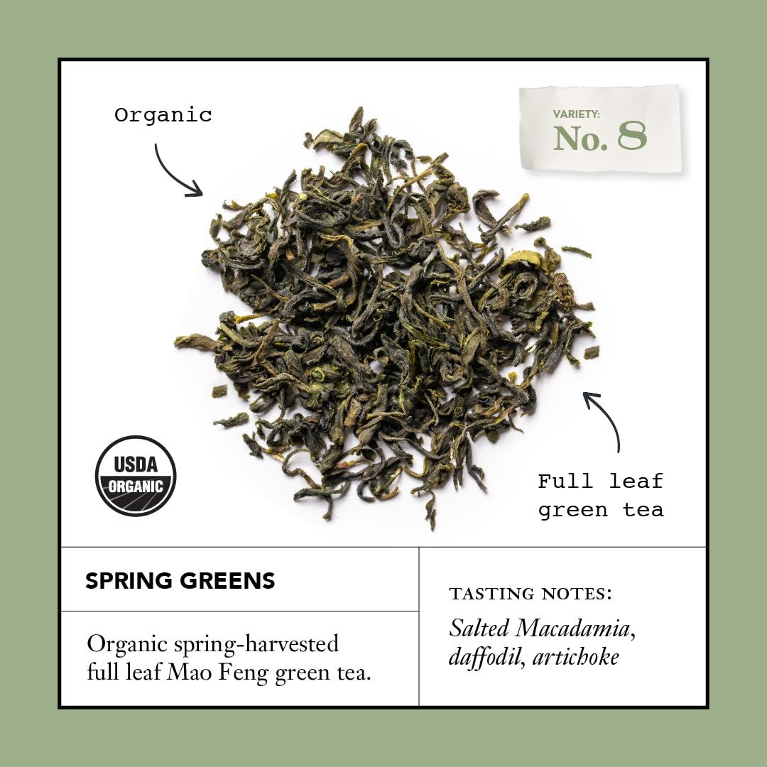 Mao Feng green tea leaves ready to steep with a fresh aroma.