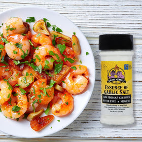 Smoke n Sanity Essence of Garlic Salt in a bright kitchen scene for quick flavoring