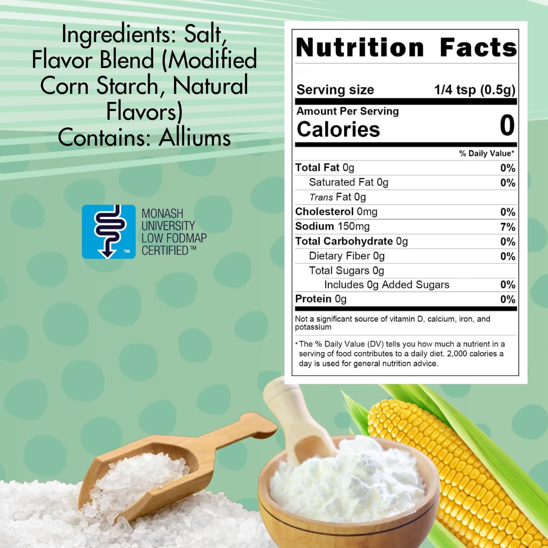Smoke n Sanity Essence of Onion Salt bottle close-up showing certified low FODMAP labeling.