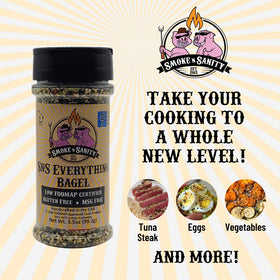 Close-up of Smoke n Sanity Everything Bagel Seasoning highlighting garlic-onion aroma