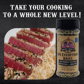 Tuna dish topped with Smoke n Sanity Everything Bagel Seasoning for extra zing
