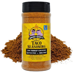 Smoke n Sanity Taco Seasoning 7.75 oz shaker ready for low FODMAP meals