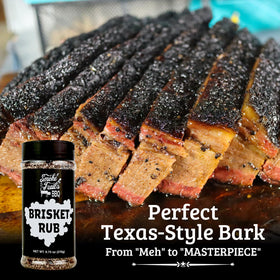Smoke Trails BBQ brisket rub bark closeup demonstrates crust with caramelized sugars
