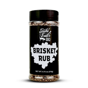 Smoke Trails BBQ brisket rub bottle highlights bold Texas flavor for beef