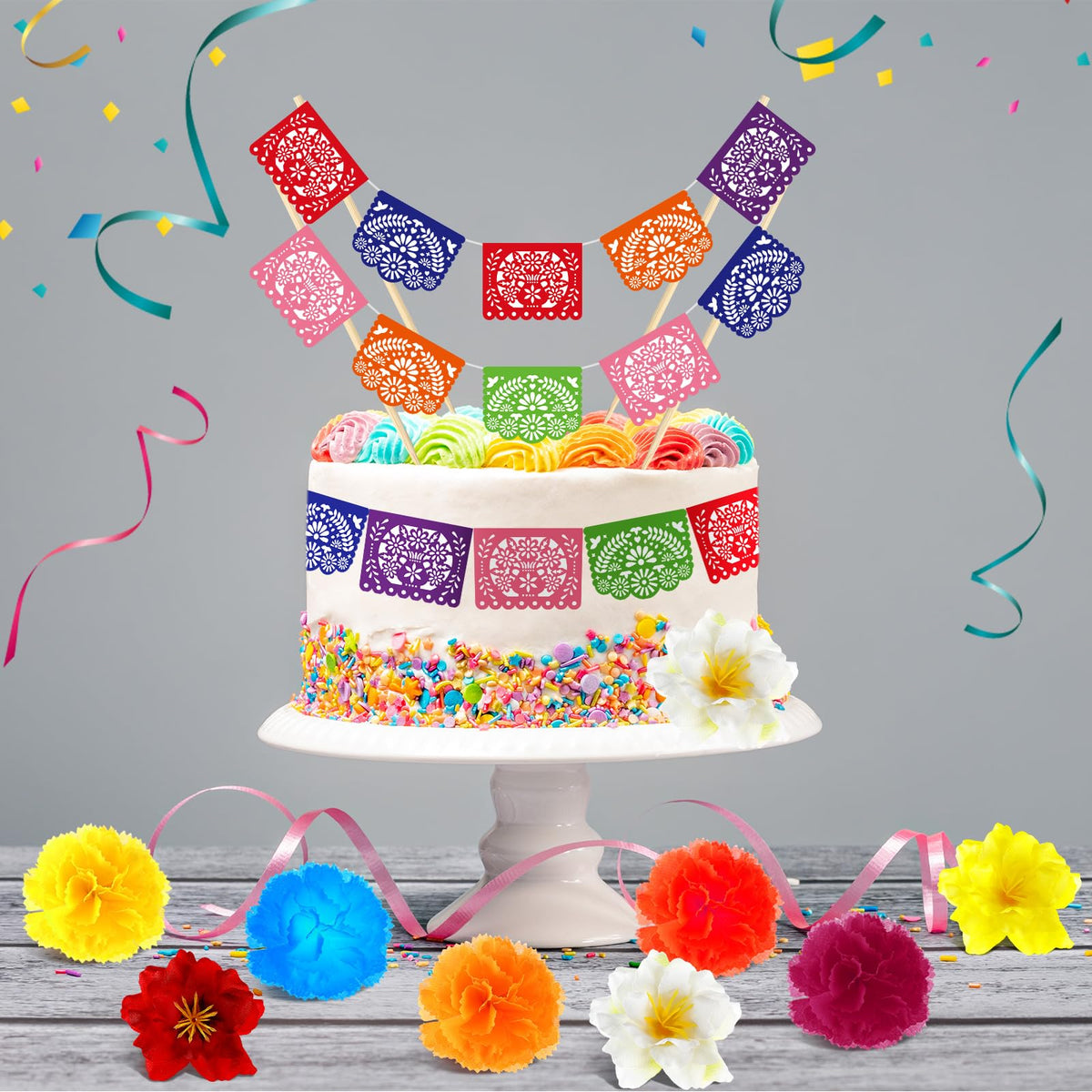 SmoothNovelty bamboo skewers simplify inserting toppers into cakes.