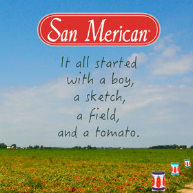 Italian-imported SMT San Merican Tomato paste label on a pantry bottle.