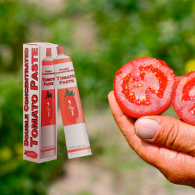 Spoon-ready dollop of SMT San Merican Tomato paste adds depth to sauces.