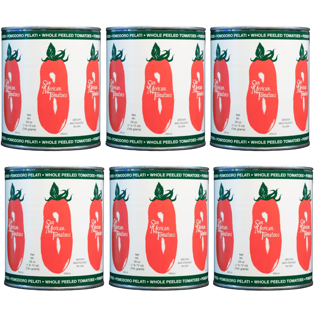 SMT San Merican Tomato whole peeled tomatoes in 28oz can, ideal for rich sauces.