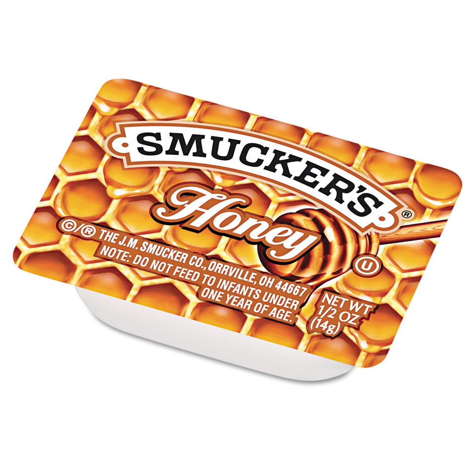 Smucker's Honey half-ounce single-serving pack ideal for on-the-go sweetness.