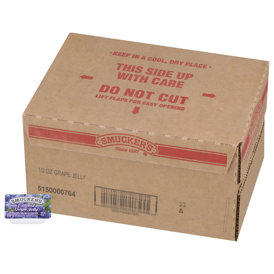 Smucker's Concord Grape Jelly cups in bulk, ideal for quick breakfast buffets.