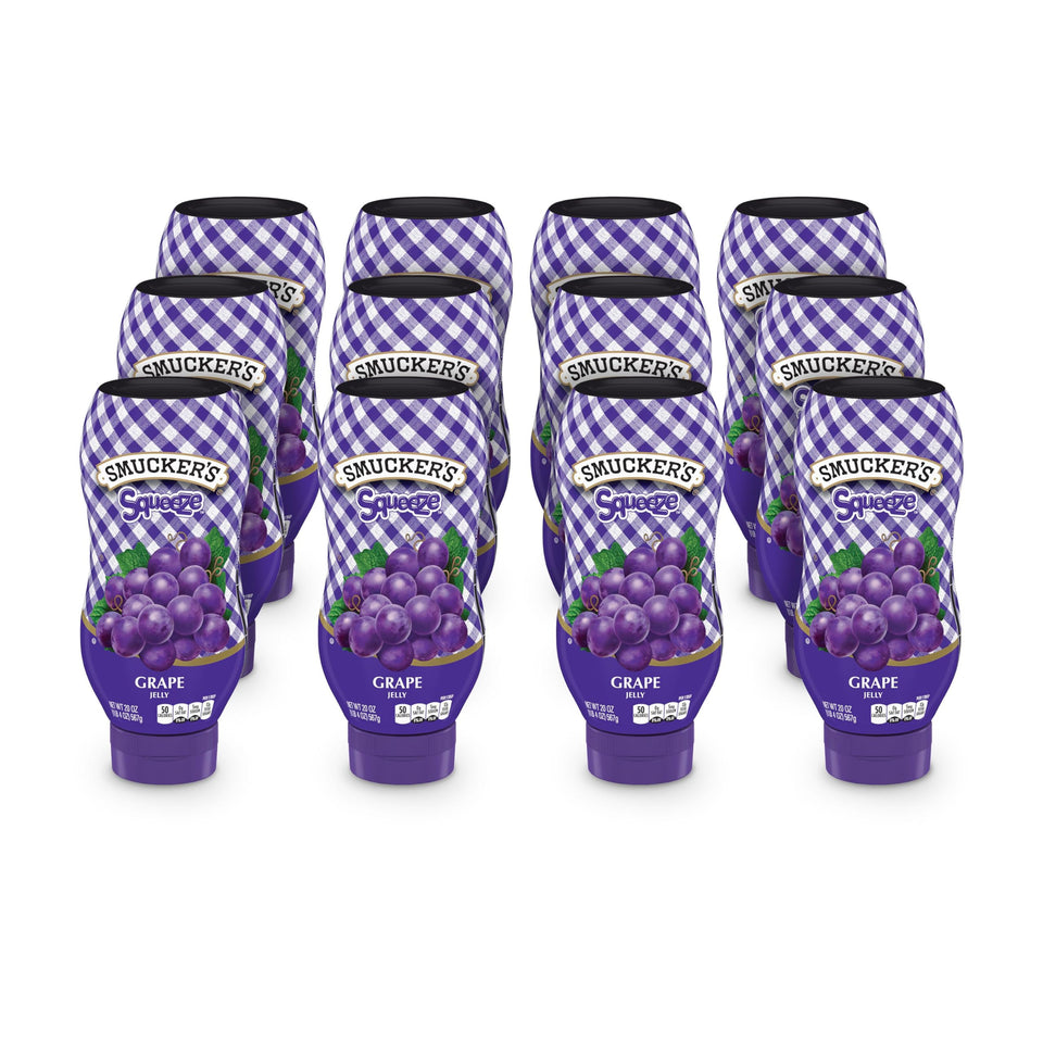 Smucker's grape jelly squeeze bottle ready for quick breakfast service