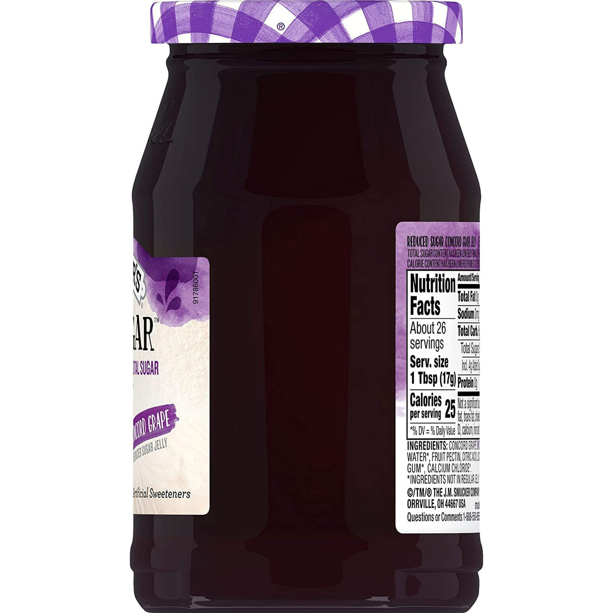 Smucker's Low Sugar Concord Grape Jelly on toast for a quick breakfast.