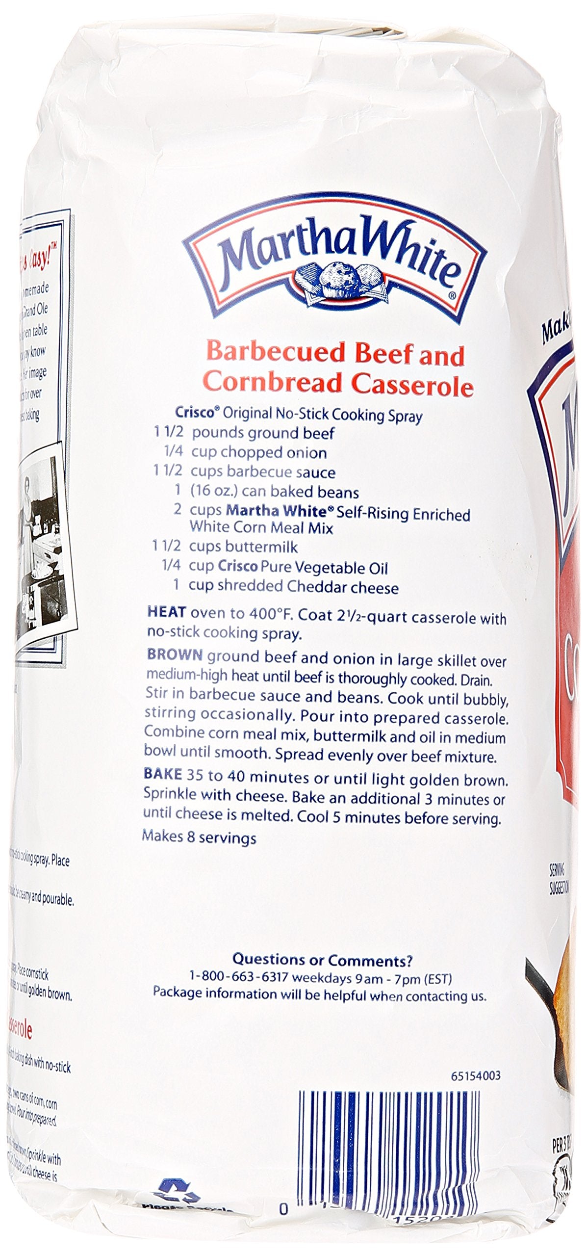 Smucker's Martha White corn meal mix ready cornbread dish with golden crust