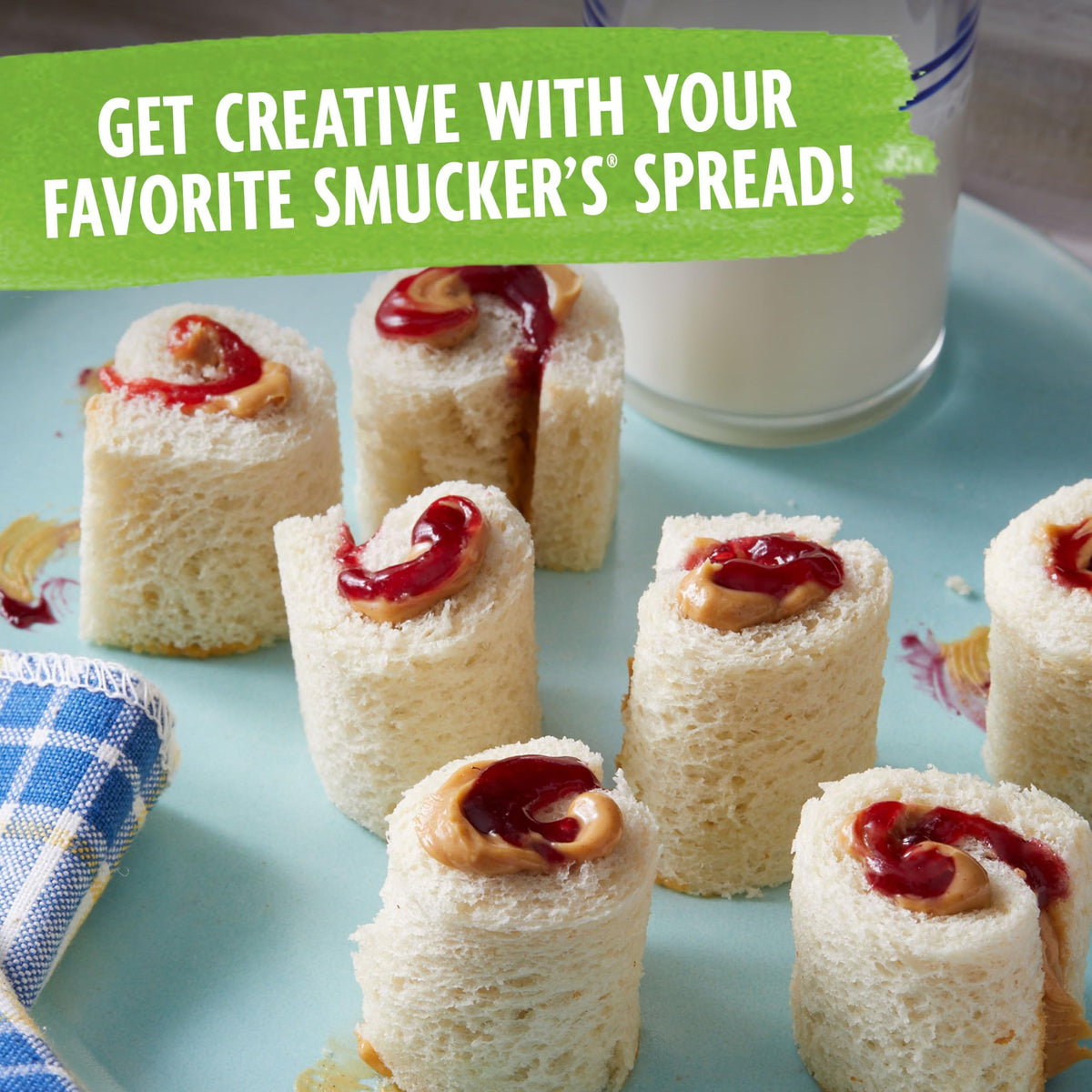 Smucker's jelly rectangular cup showcases bold graphics, ideal for tabletop caddies.