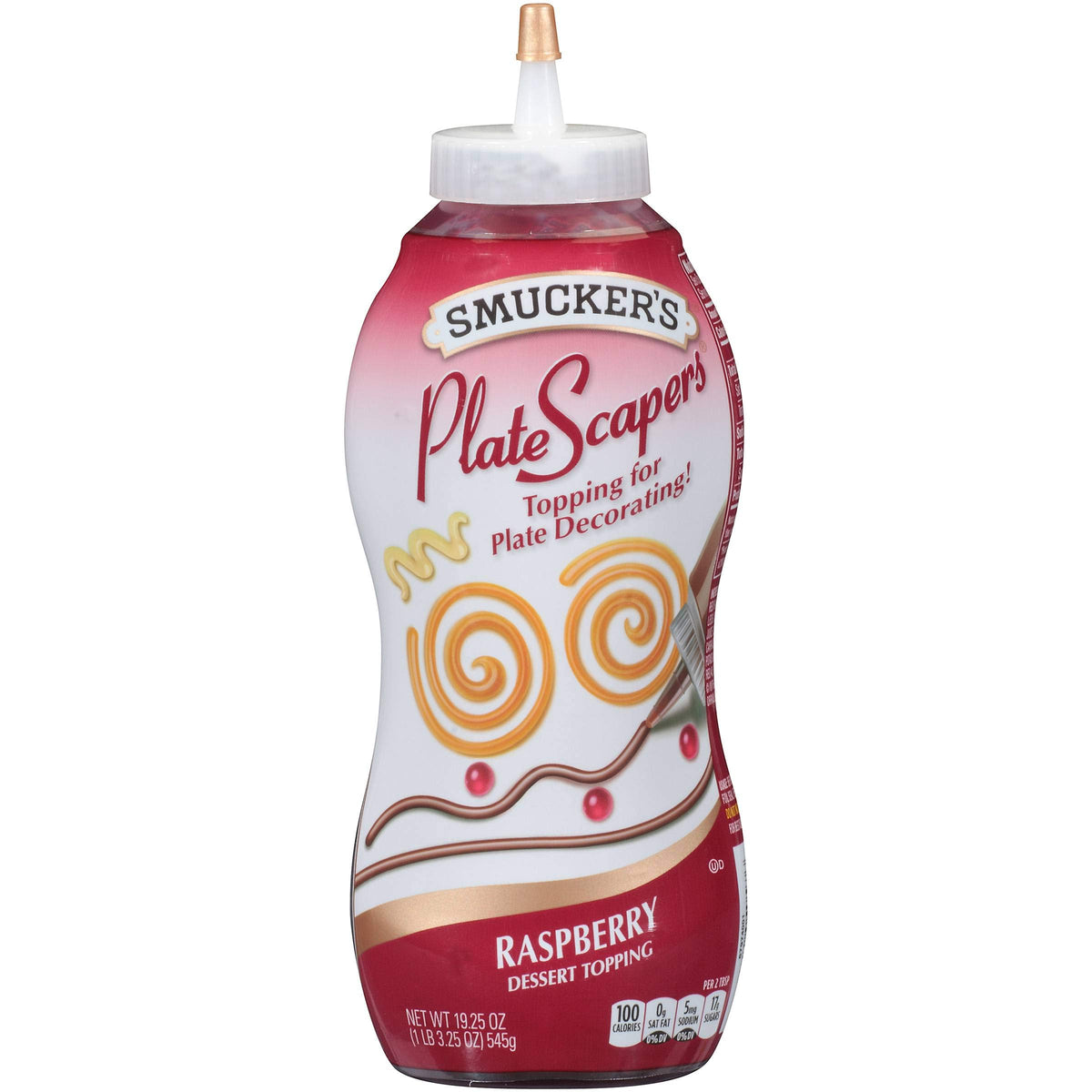 Smucker's PlateScapers Raspberry topping for elegant plate designs and quick dessert embellishment.