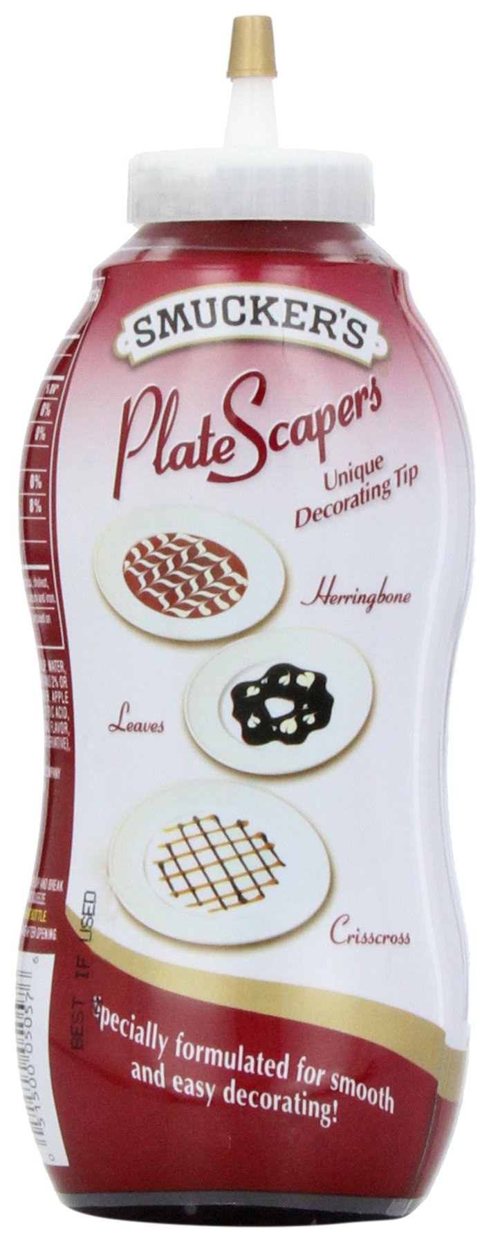 Smucker's Raspberry topping tool enables herringbone and leaf patterns with ease.