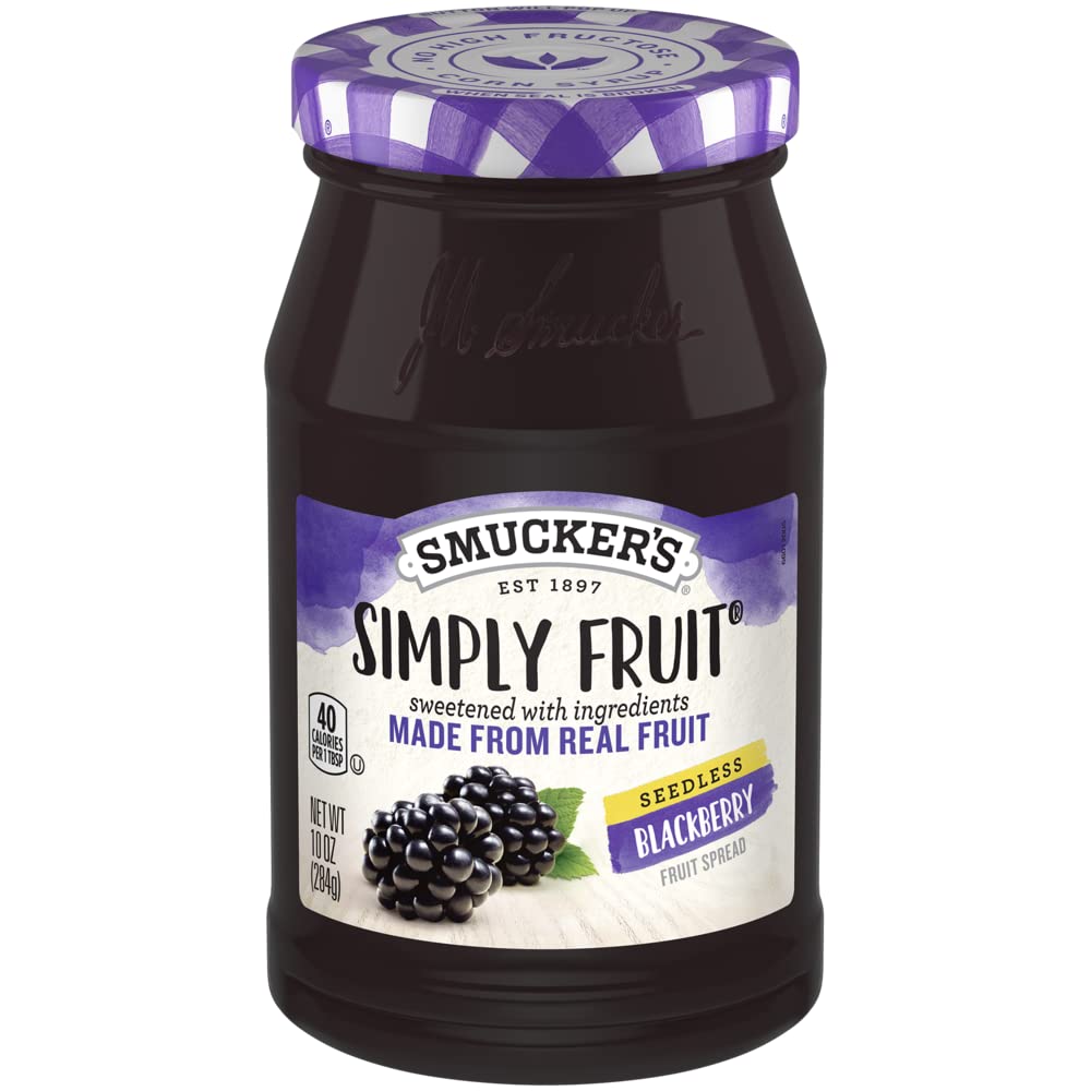 Smucker's Simply Fruit Blackberry Spread label shows no high fructose corn syrup
