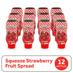 Smucker's Squeeze Strawberry bottle-top highlights mess-free, neat serving.