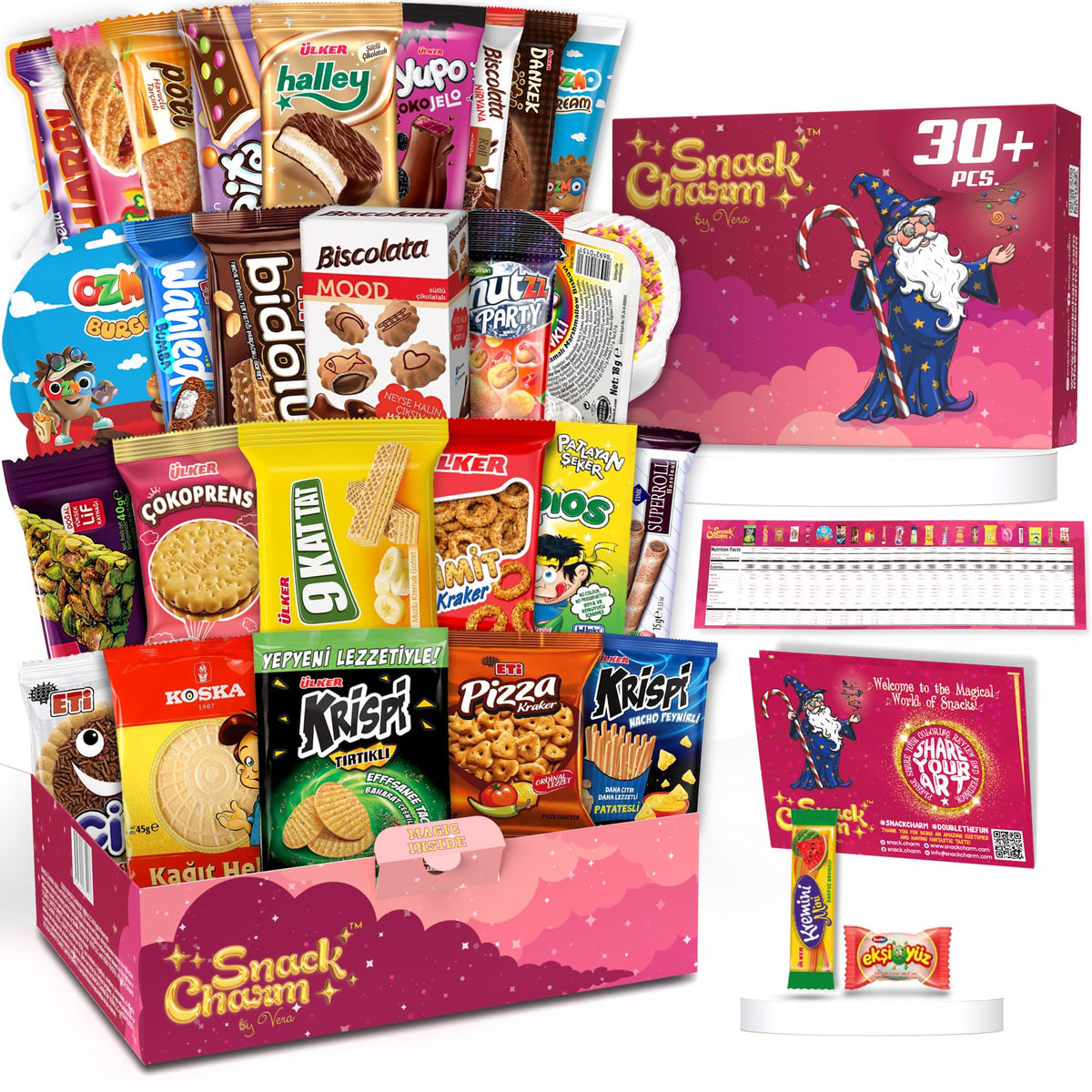 Snack Charm by Vera mega box front view, perfect for sharing exotic snacks.