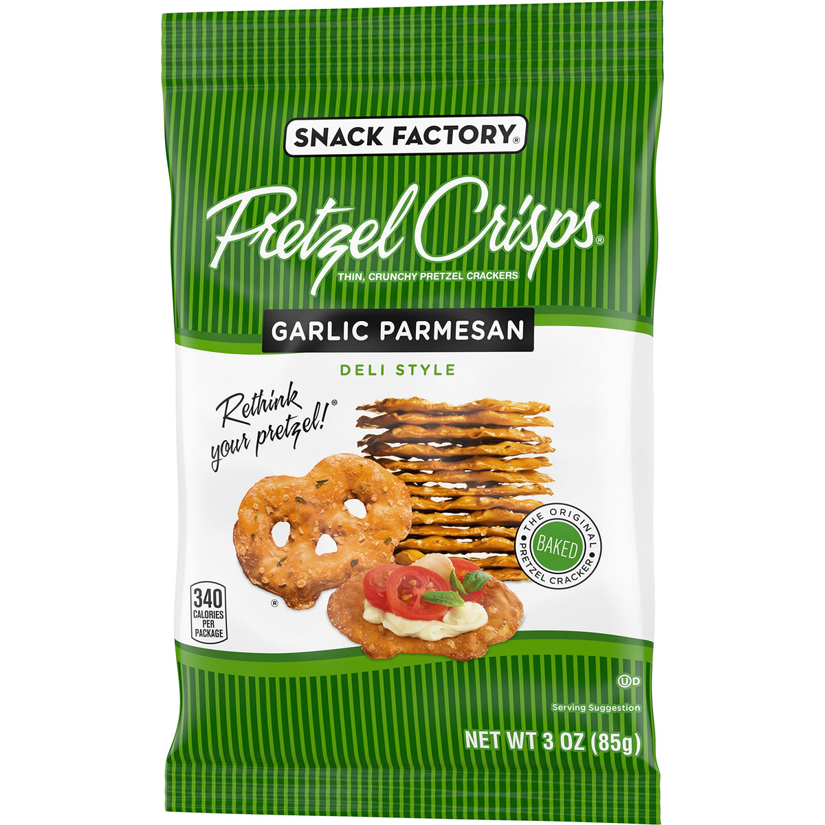 Snack Factory Garlic Parmesan Pretzel Crisps platter idea; bruschetta topping inspiration