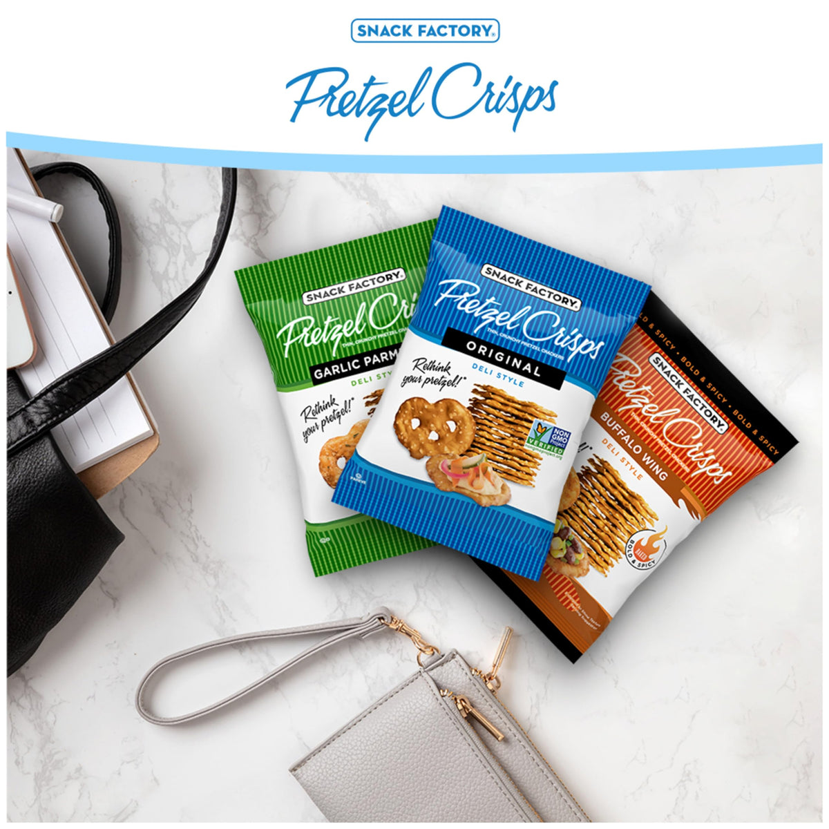 Snack Factory Pretzel Crisps Box 24 Pack: convenient, shareable snack for the pantry.