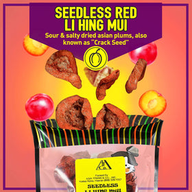 Snack Hawaii seedless red Li Hing Mui crack seed plums coating close-up