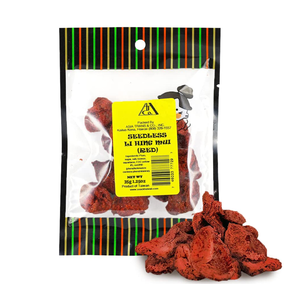 Snack Hawaii seedless red Li Hing Mui crack seed plums pack for easy snacking