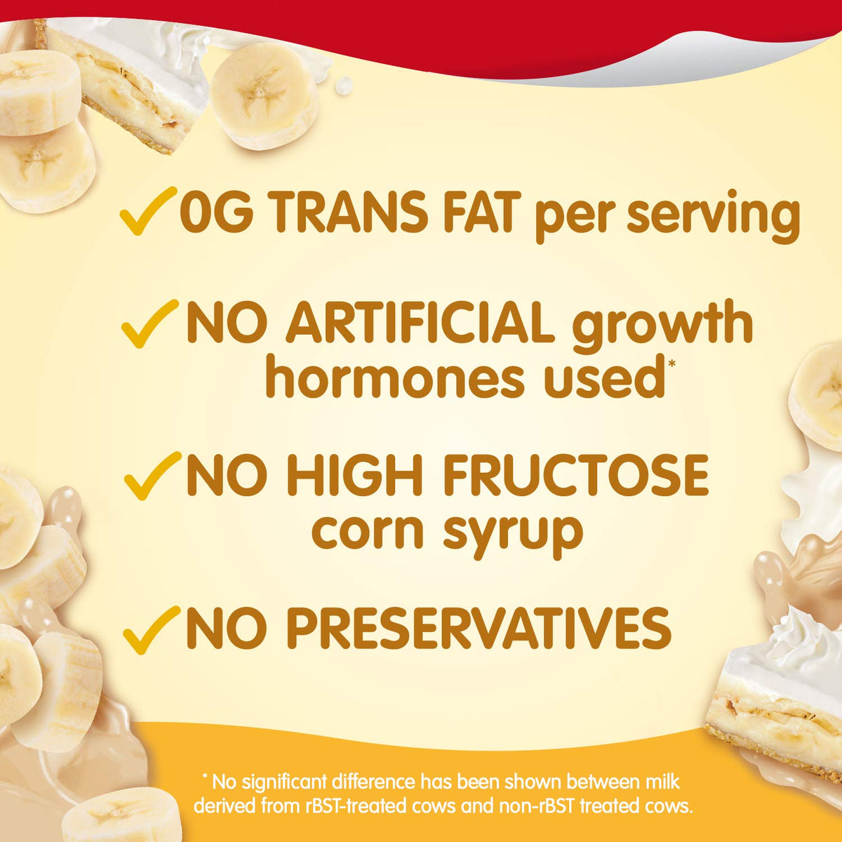 Snack Pack Banana Cream Pie pudding cups, pack detail, convenient four-cup servings.