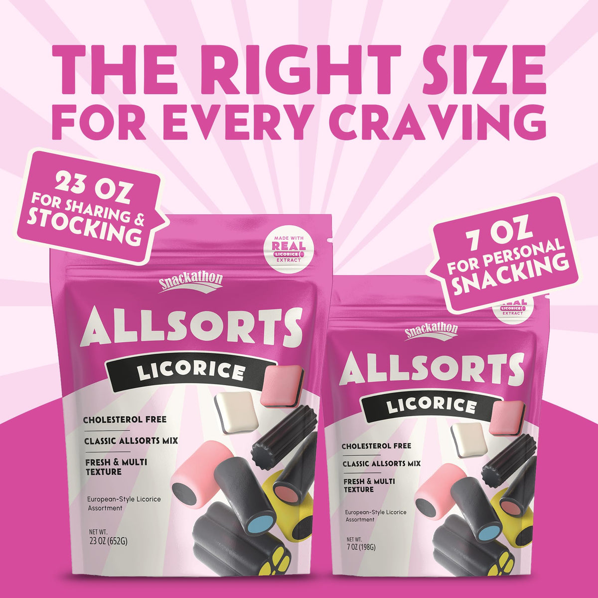 Snackathon Allsorts licorice multicolor assortment appealing for party bowls and gifts.