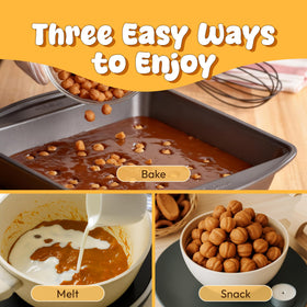 Snackathon Caramel Bits in a mixing bowl ready for cookies and brownies.