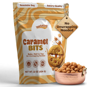 Snackathon Caramel Bits bulk bag for easy, large-batch baking and candy making.