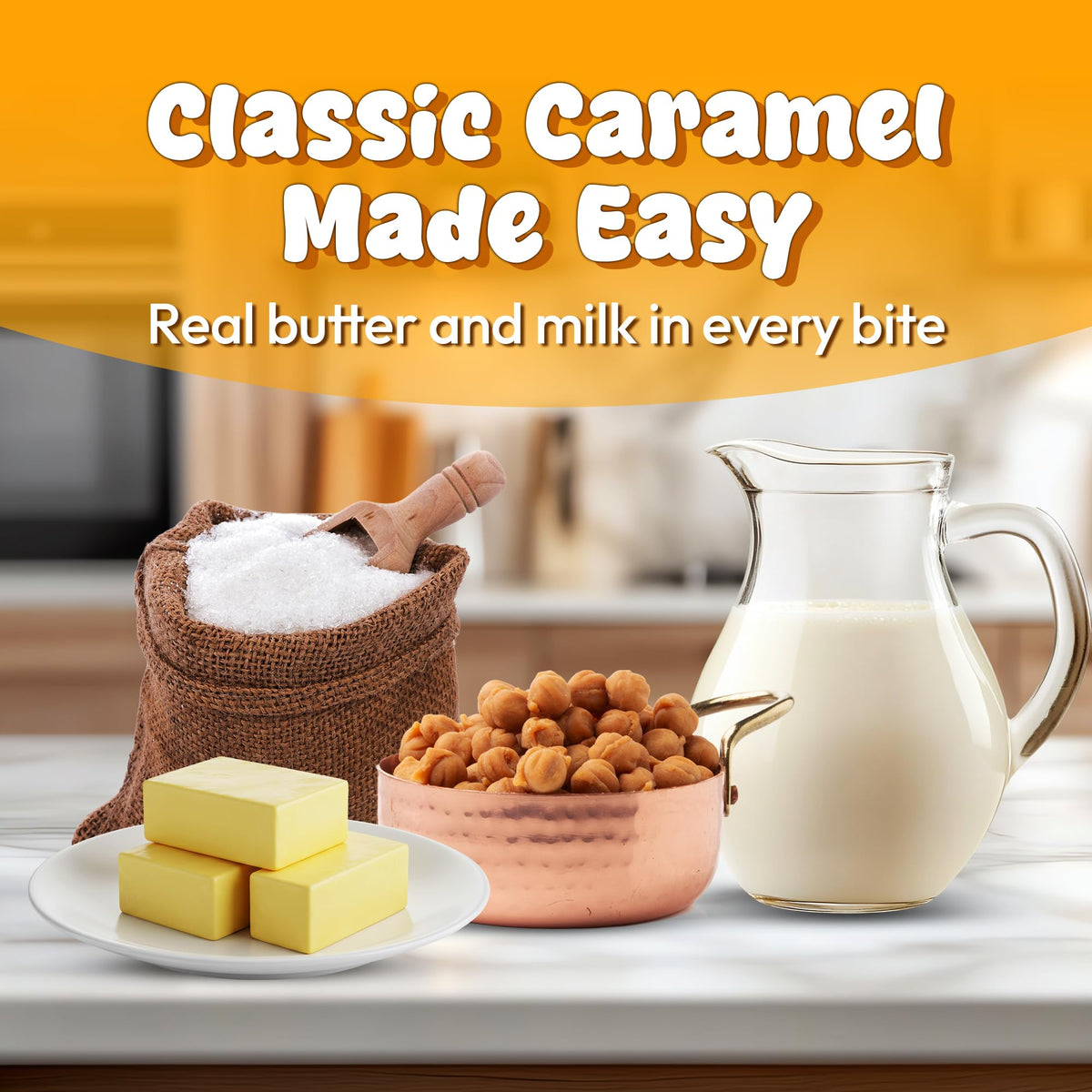Made in USA Snackathon Caramel Bits reflect quality ingredients.