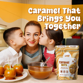 Snackathon Caramel Bits melting evenly during candy making and dessert prep.