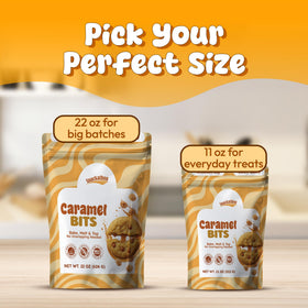 Snackathon Caramel Bits melted over popcorn for snackable caramel treats.
