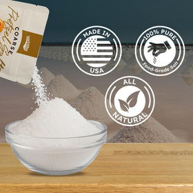 Snackathon coarse pretzel salt toppings for bagels and breads add rustic flavor.