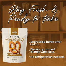 Snackathon coarse pretzel salt sealed resealable bag for moisture control.